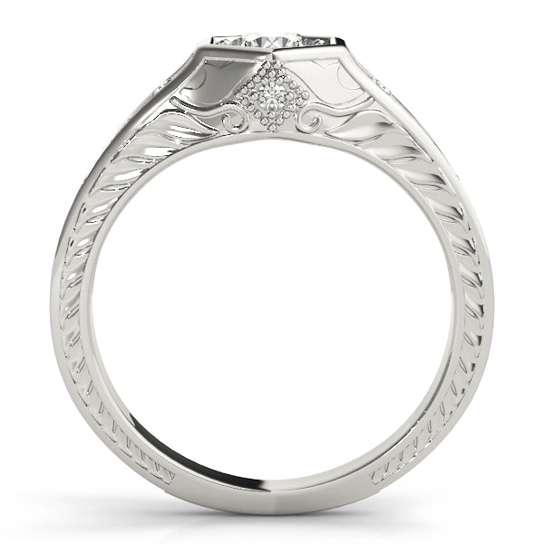 Platinum Vintage 3/8 CT Round Diamond Engagement Ring