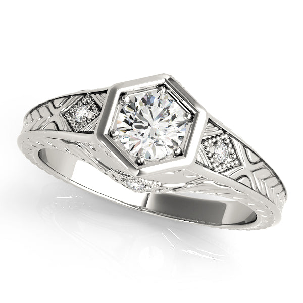 18K White Gold Vintage Diamond Engagement Ring 0.375ctw