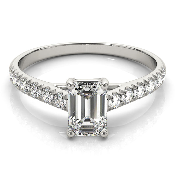 18K White Gold Emerald Diamond Engagement Ring