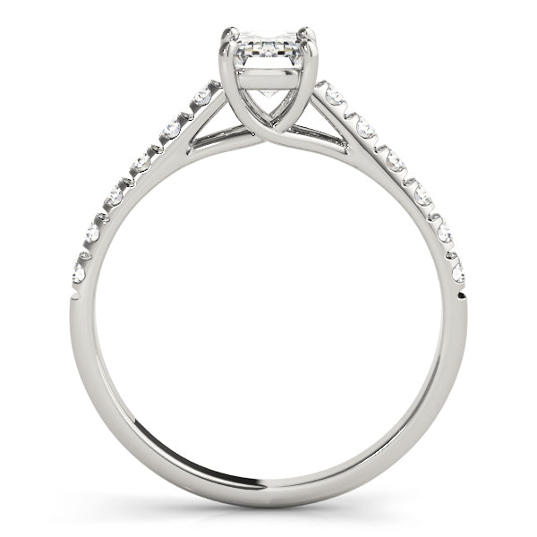 14K White Gold Emerald Diamond Engagement Ring
