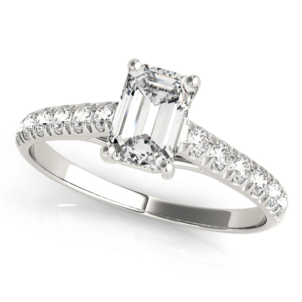 Platinum Emerald Diamond Trellis Engagement Ring