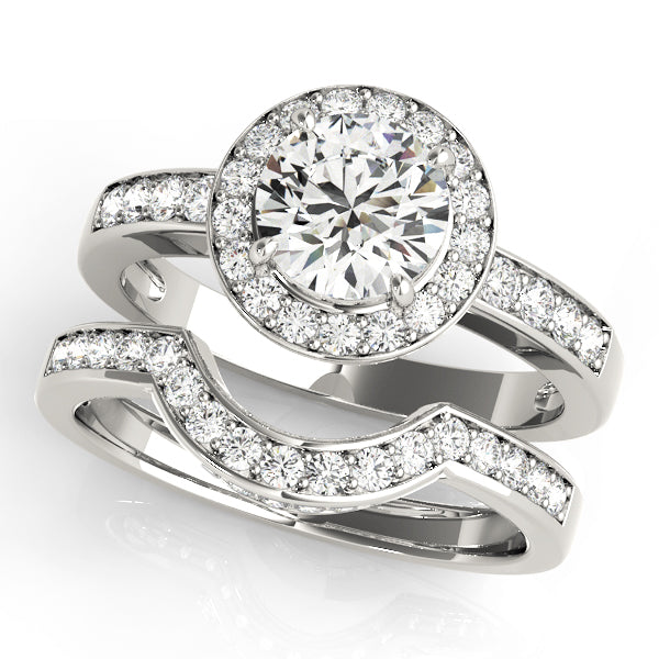 14K White Gold 1 ct Diamond Halo Engagement Ring