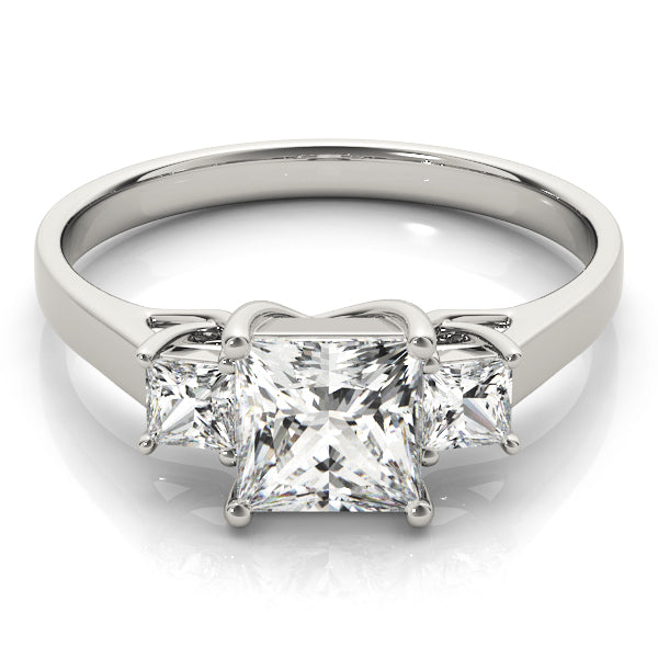 1 CT Platinum Square Diamond Three Stone Ring