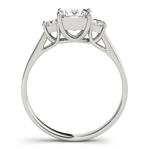 1 CT Platinum Square Diamond Three Stone Ring
