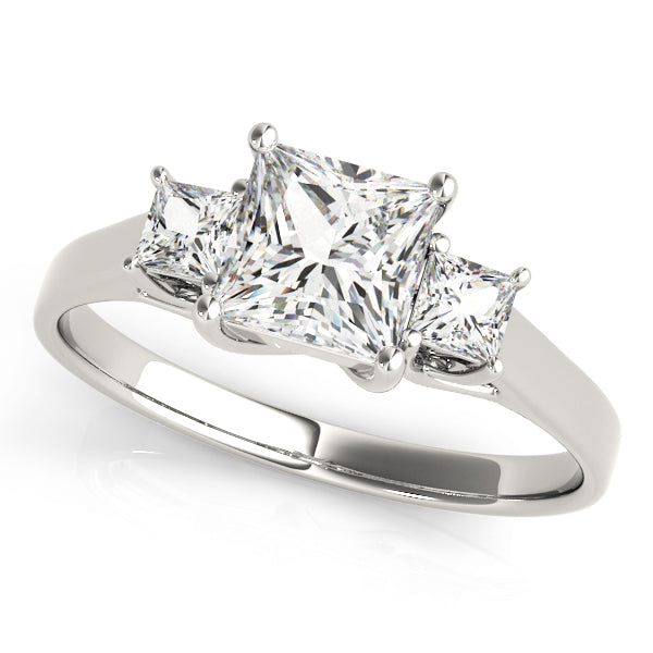 14K White Gold 1 CT Square Diamond Engagement Ring
