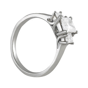 18K White Gold 7/8 ct Diamond Three-Stone Engagement Ring