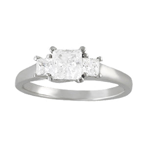 Platinum White Diamond Three Stone Engagement Ring