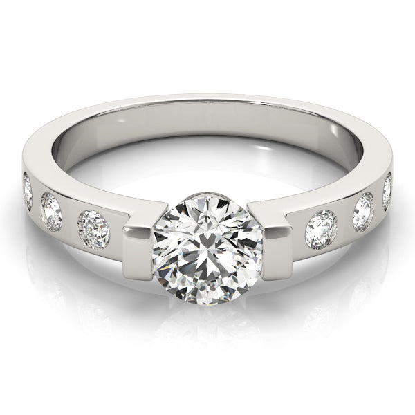 18K White Gold 1 CT Round Diamond Engagement Ring