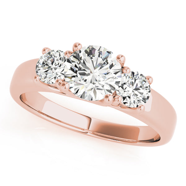 14K Rose Gold 1 CT Diamond Three-Stone Engagement Ring
