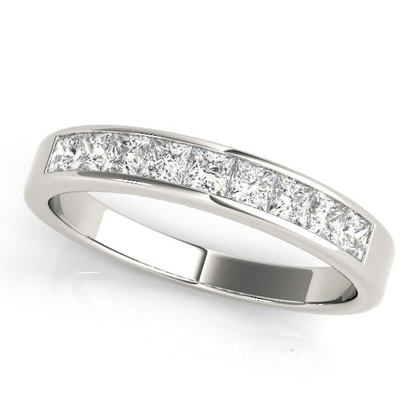 Platinum 1/6 CT Square Diamond Wedding Band