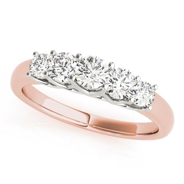 14K Rose Gold Diamond Wedding Band 1 ctw