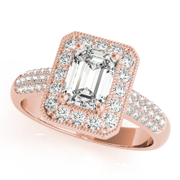Rose Gold Emerald & Diamond Fashion Ring
