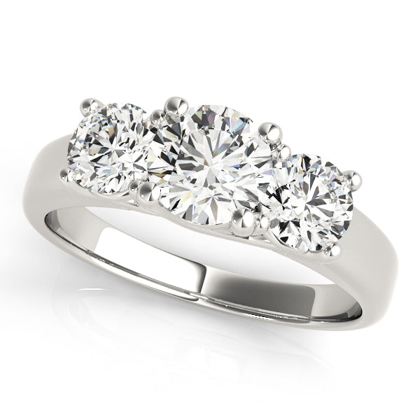 Platinum 1 ct Round Diamond Three-Stone Engagement Ring