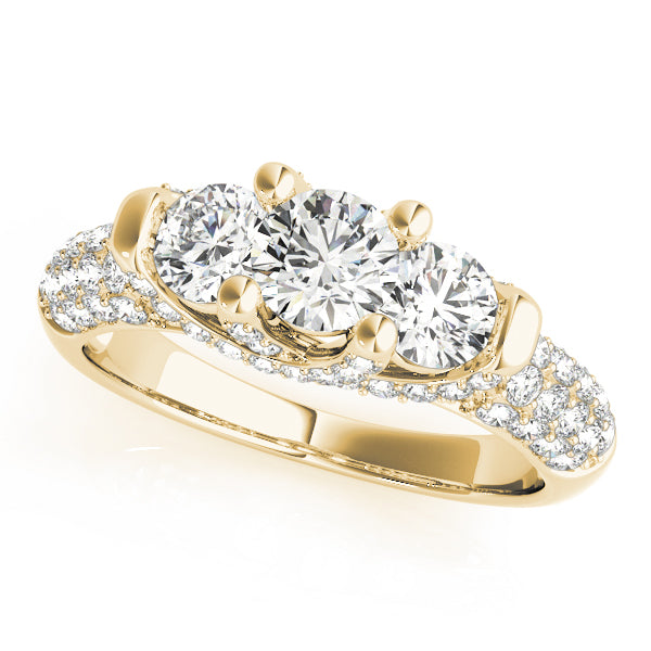 18K Yellow Gold 1 ct Diamond Three-Stone Engagement Ring