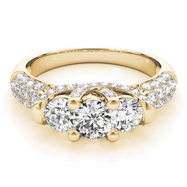 18K Yellow Gold 1 ct Diamond Three-Stone Engagement Ring