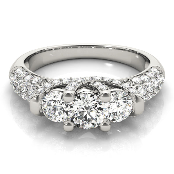 14K White Gold Diamond Three-Stone Engagement Ring