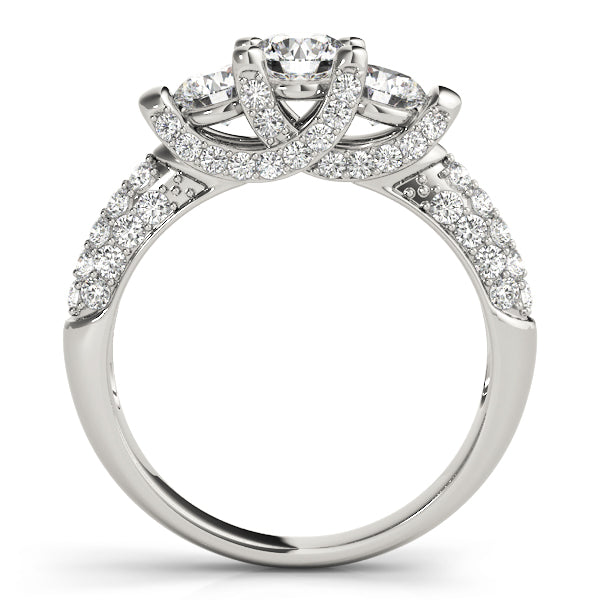 14K White Gold Diamond Three-Stone Engagement Ring