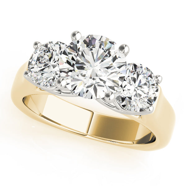 18K Yellow Gold 1 ct Diamond Three-Stone Engagement Ring