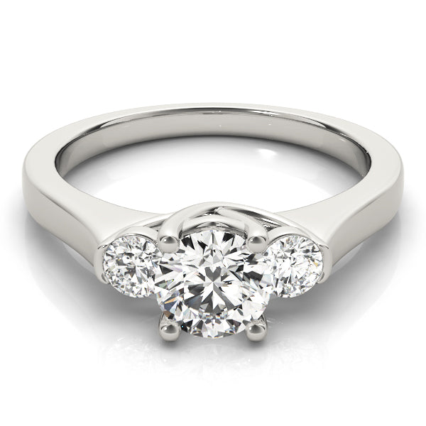 Platinum 1 CT Round Diamond Three-Stone Engagement Ring