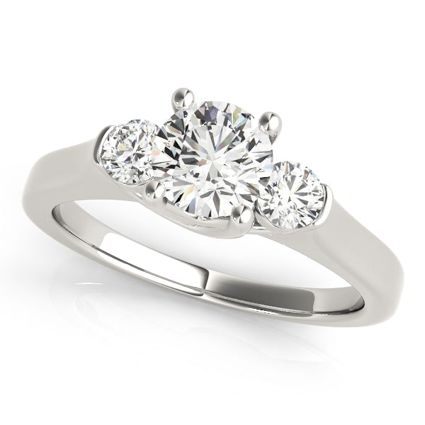 18K White Gold 1 CT Diamond Three-Stone Engagement Ring
