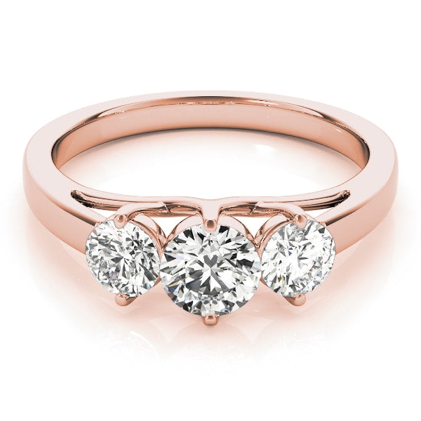 14K Rose Gold 1/2 ct tw Three Stone Diamond Engagement Ring