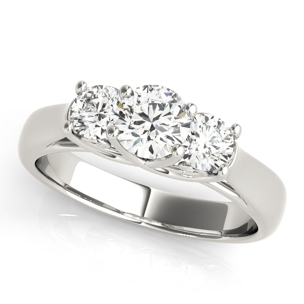 18K White Gold 1 ct Diamond Three-Stone Engagement Ring