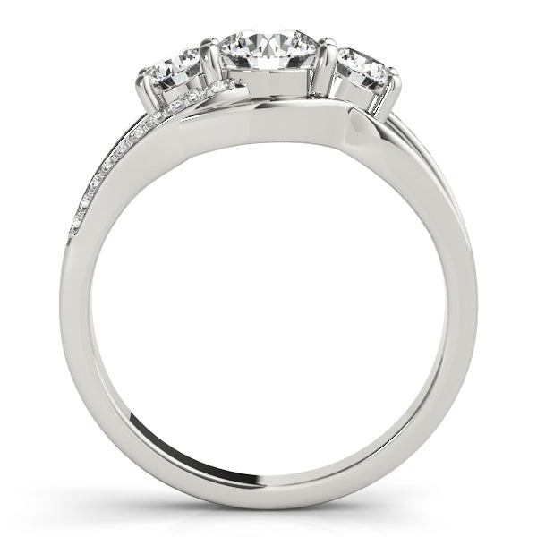 Platinum 1 CT Round Diamond Three Stone Engagement Ring
