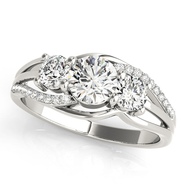 Platinum 1 CT Round Diamond Three Stone Engagement Ring