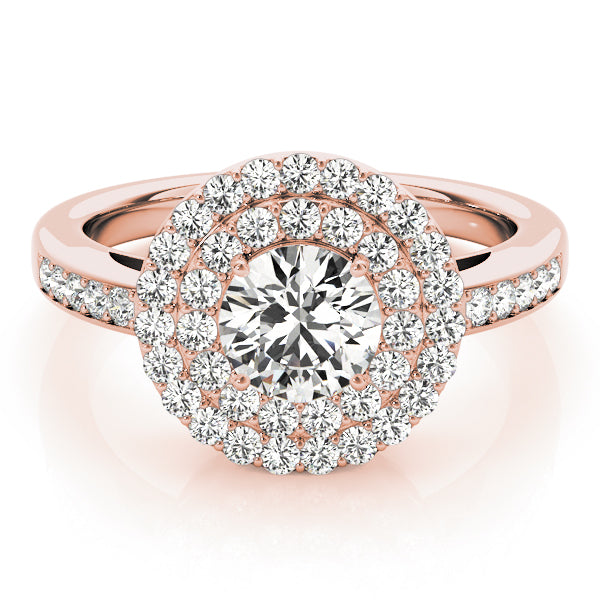 18K Rose Gold Round Diamond Halo Engagement Ring