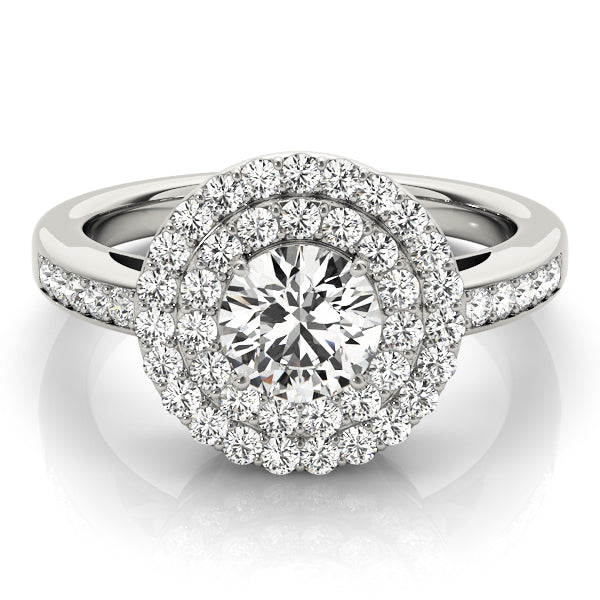 Platinum 1.5 CT Round Diamond Halo Engagement Ring