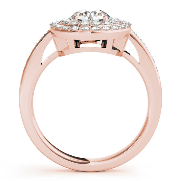 18K Rose Gold Round Diamond Halo Engagement Ring