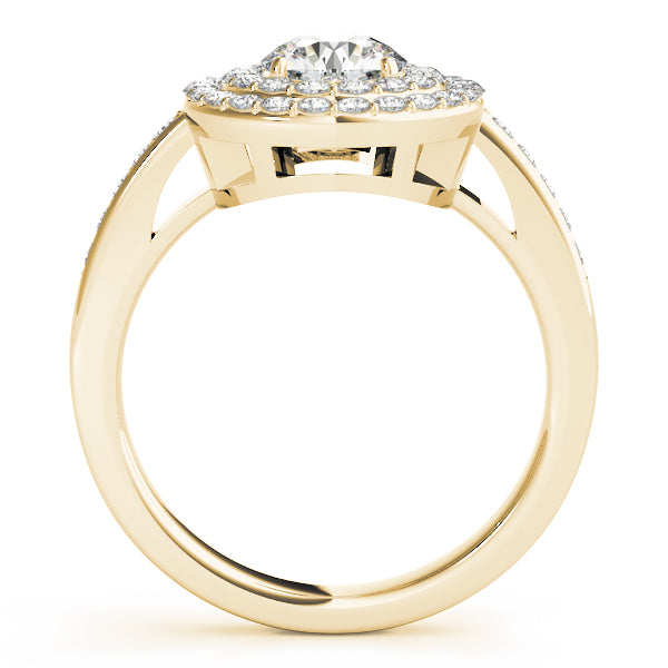 18K Yellow Gold Round Diamond Halo Engagement Ring