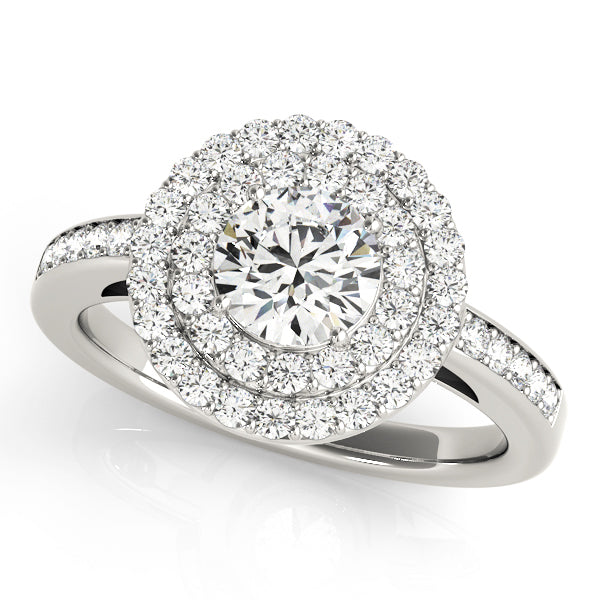 18K White Gold Diamond Halo Engagement Ring 1.5ctw