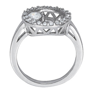 Platinum 1/2 CT Round Diamond Fashion Statement Ring
