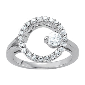 Platinum 1/2 CT Round Diamond Fashion Statement Ring