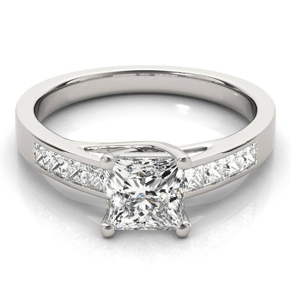 18K White Gold Square Diamond Trellis Engagement Ring