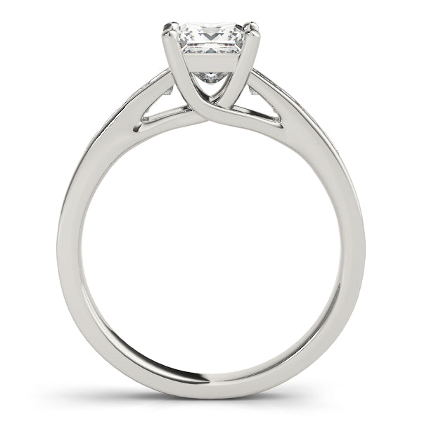 14K White Gold Square Diamond Trellis Engagement Ring