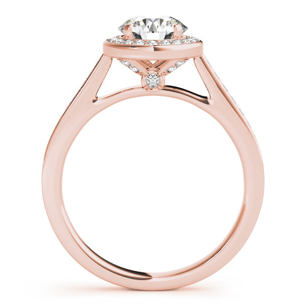 18K Rose Gold Diamond Halo Engagement Ring 0.75ctw