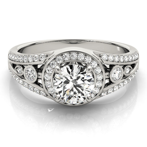 Platinum 1 CT Round Diamond Halo Engagement Ring