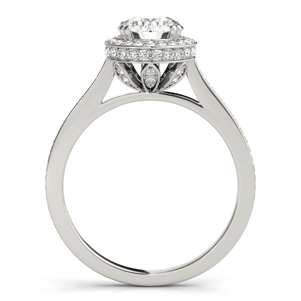 Platinum 1.5 CT Round Diamond Halo Engagement Ring