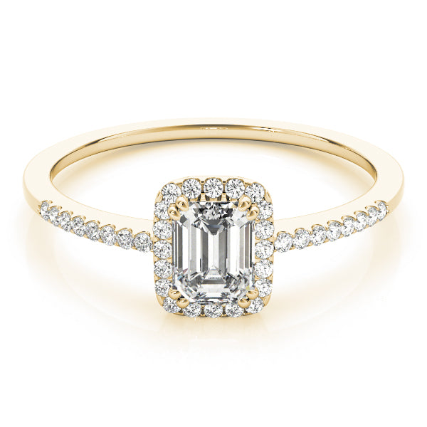 18K Yellow Gold 1 ct Emerald Diamond Halo Ring