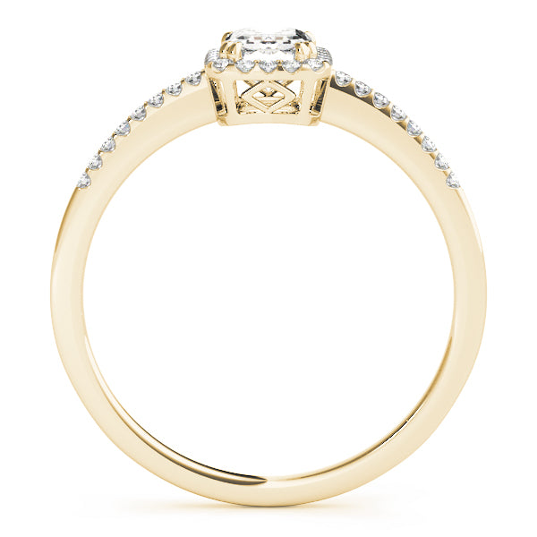 18K Yellow Gold 1 ct Emerald Diamond Halo Ring