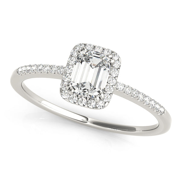 18K White Gold 1 CT Emerald Diamond Halo Ring