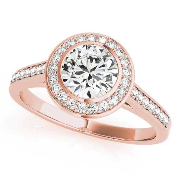 18K Rose Gold 1.25 ctw Diamond Halo Engagement Ring