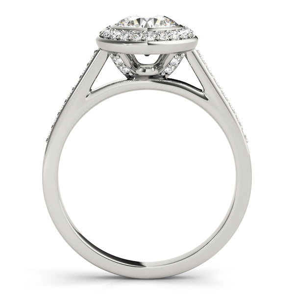Platinum 1.25ctw Round Diamond Halo Engagement Ring