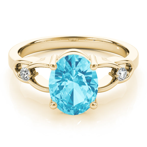 14K Yellow Gold Oval Diamond Fashion Ring