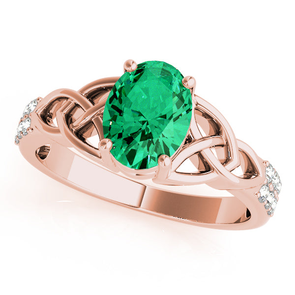 14K Rose Gold Oval Diamond Fashion Ring