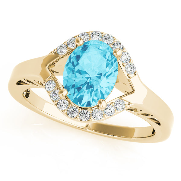 14K Yellow Gold Oval Diamond Fashion Ring