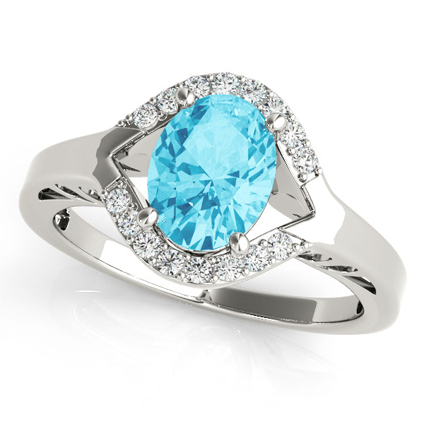 18K White Gold Oval Diamond Fashion Ring