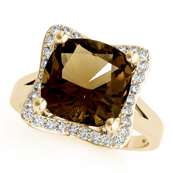 14K Yellow Gold Diamond Cluster Fashion Ring